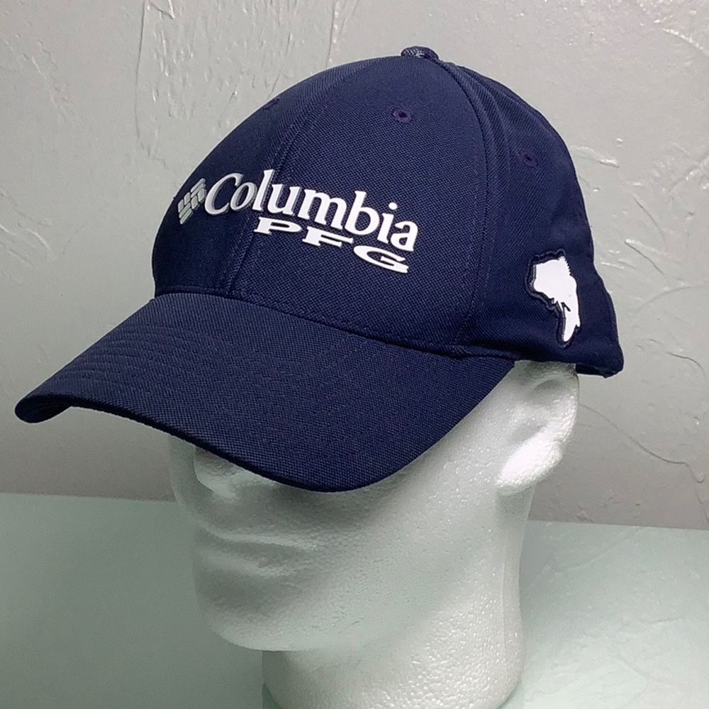 Columbia PFG fishing fitted baseball cap hat navy blue size S-M EUC